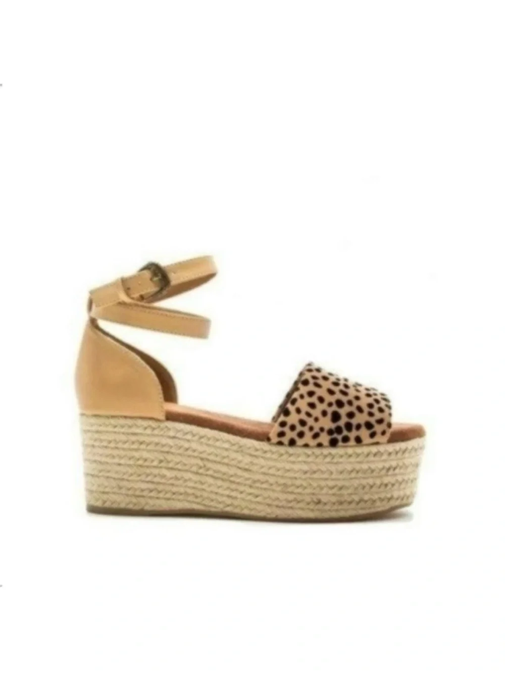 Sandals Tan leopard print espadrille platform wedge heels